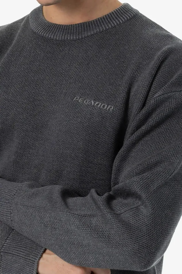 Men Pegador Knitwear Logo Oversized Ribbed Knit Sweater Dyed Black Men Pegador Knitwear Logo Oversized Ribbed Knit Sweater Dyed Black