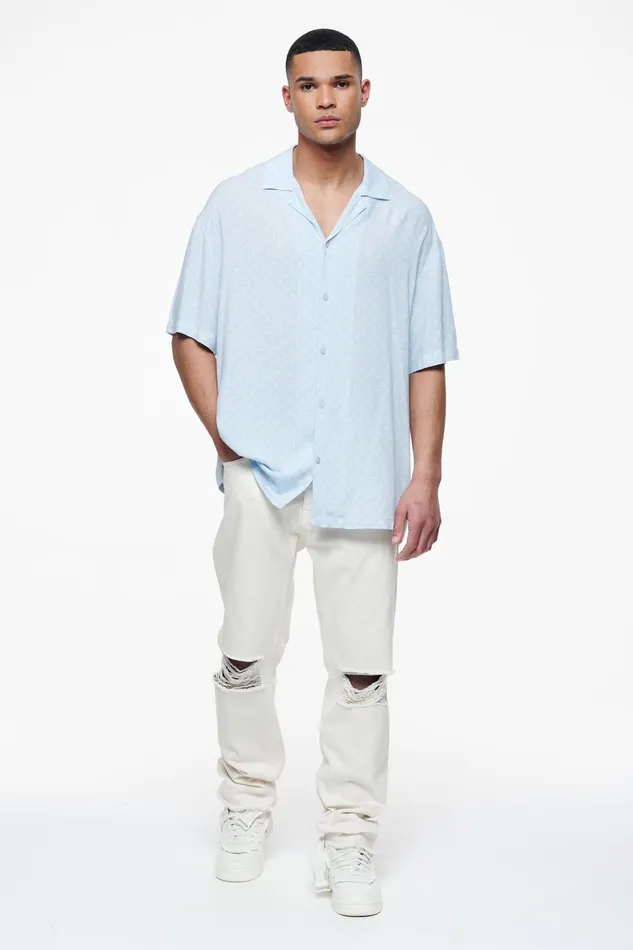 Men Pegador Shirts Piane Monogram Summer Shirt Riviera Blue Men Pegador Shirts Piane Monogram Summer Shirt Riviera Blue