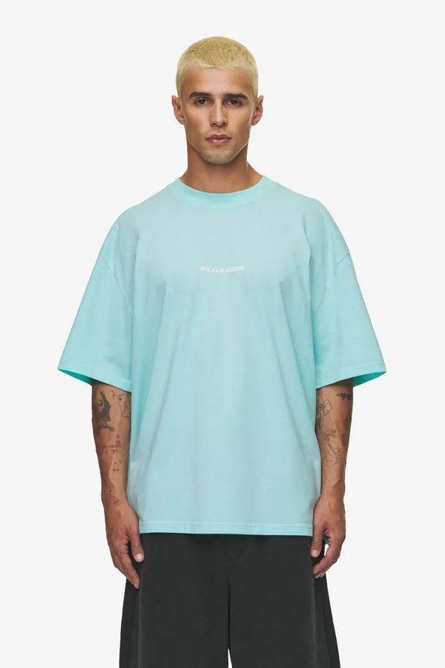 Men Pegador Tees Colne Logo Oversized Tee Washed Sky Blue White Men Pegador Tees Colne Logo Oversized Tee Washed Sky Blue White