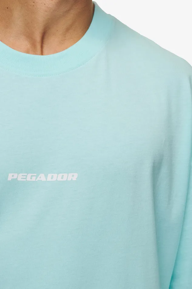 Men Pegador Tees Colne Logo Oversized Tee Washed Sky Blue White Men Pegador Tees Colne Logo Oversized Tee Washed Sky Blue White