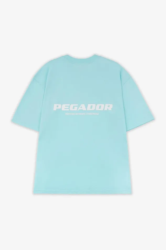 Men Pegador Tees Colne Logo Oversized Tee Washed Sky Blue White Men Pegador Tees Colne Logo Oversized Tee Washed Sky Blue White