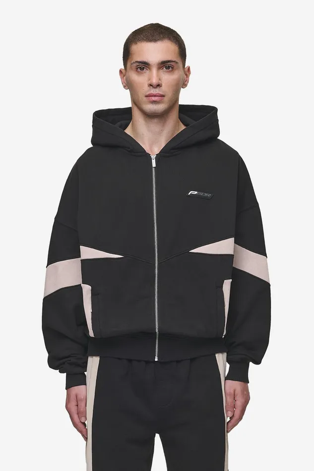 Men Pegador Zip Hoodies Aderno Boxy Sweat Jacket Washed Black Light Beige