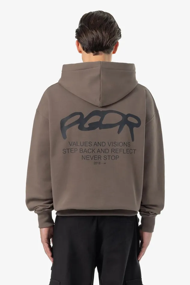 Men Pegador Zip Hoodies Allis Oversized Sweat Jacket Washed Dust Brown