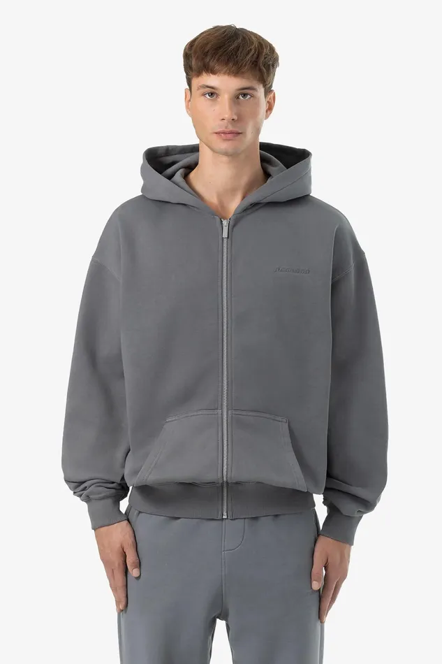 Men Pegador Zip Hoodies Logo Oversized Sweat Jacket Vintage Grey Grey