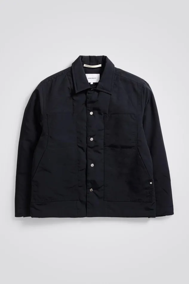 Men Pelle Waxed Nylon Insulated Jacket Dark Navy Norse Projects Outerwear