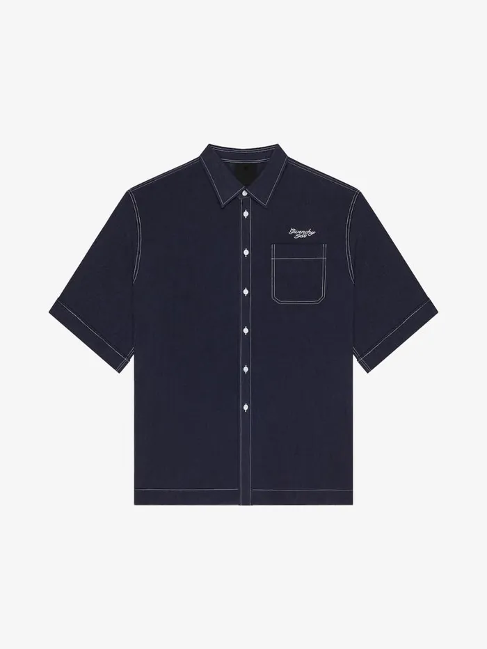 Men Shirts Givenchy GIVENCHY 1952 Shirt In Linen Navy