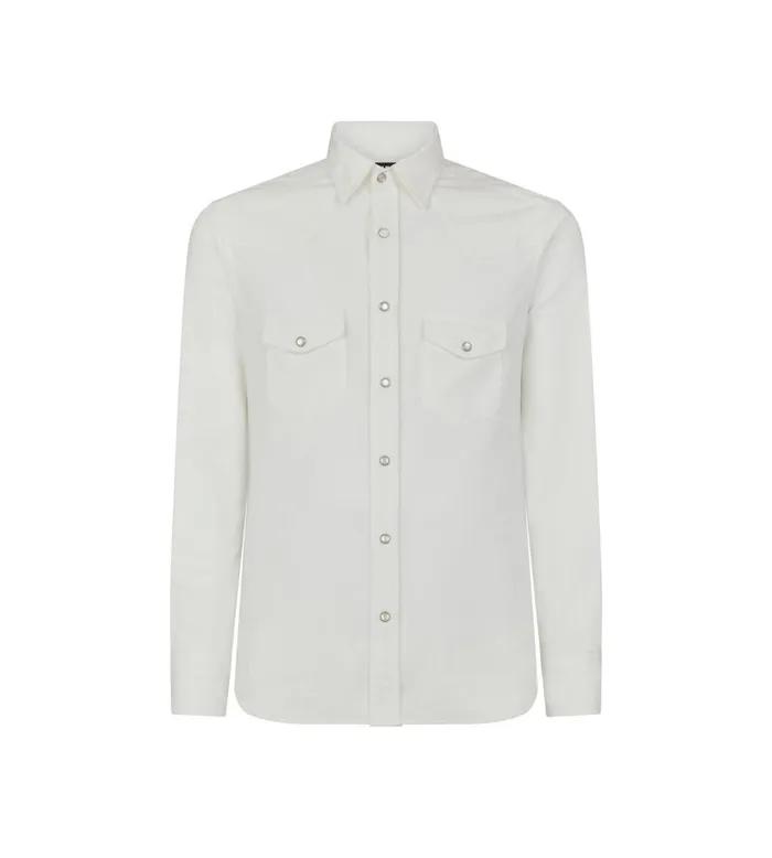 Men Shirts Tom Ford Corduroy Western Shirt Vanilla Latte