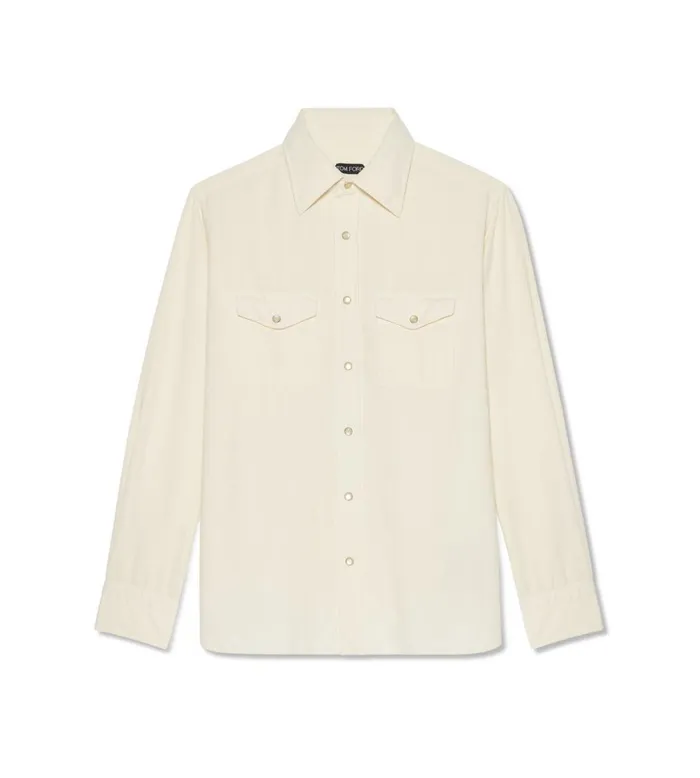 Men Shirts Tom Ford Japanese Mini Cord Slim Fit Barrel Cuff Shirt Honey Beige
