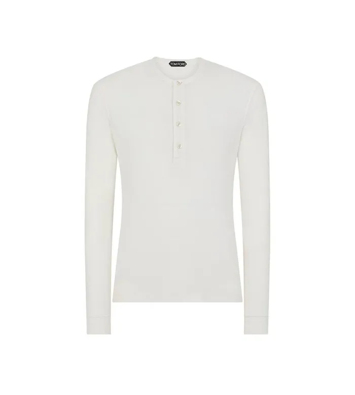 Men Shirts Tom Ford Lyocell Cotton Rib Henley