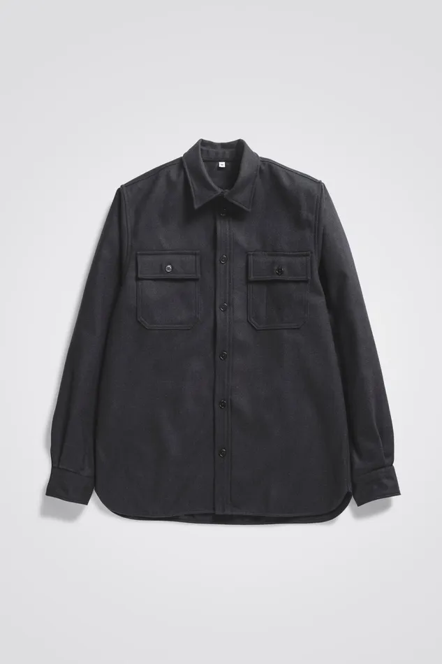 Men Silas Wool Charcoal Melange Norse Projects Overshirts