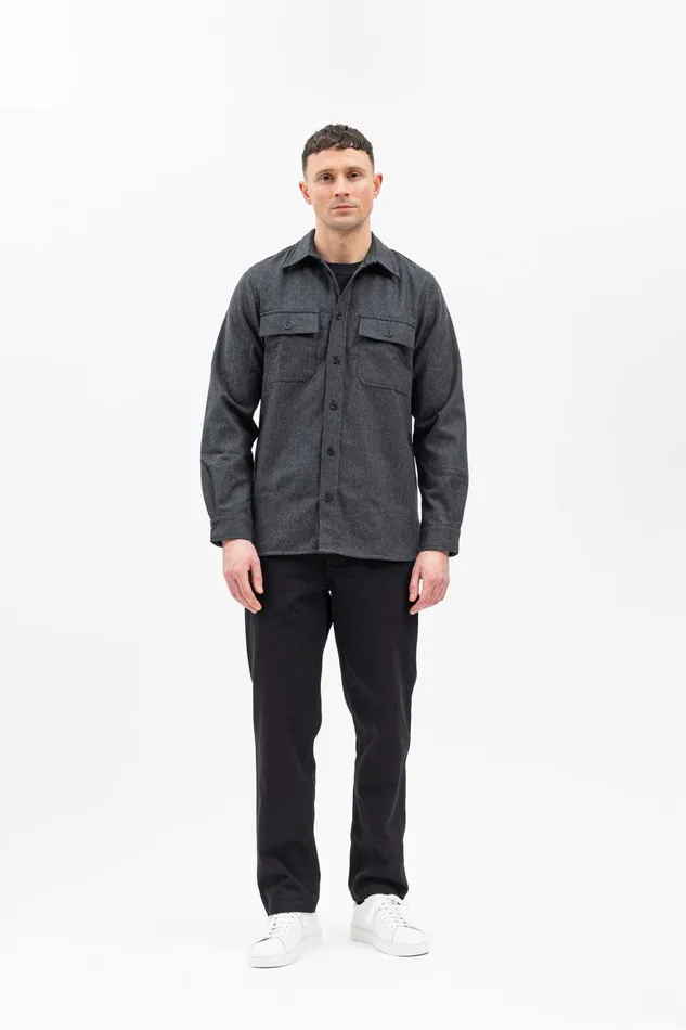 Men Silas Wool Charcoal Melange Norse Projects Overshirts