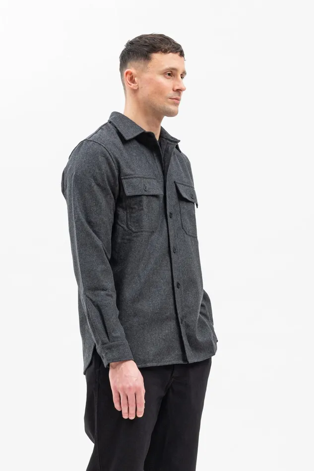 Men Silas Wool Charcoal Melange Norse Projects Overshirts