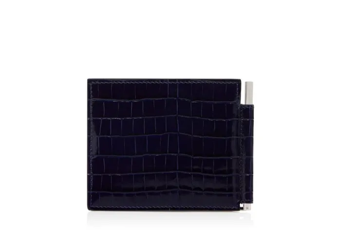 Men Small Leather Goods Tom Ford Glossy Printed Croc Money Clip Wallet Ink Men Small Leather Goods Tom Ford Glossy Printed Croc Money Clip Wallet Ink