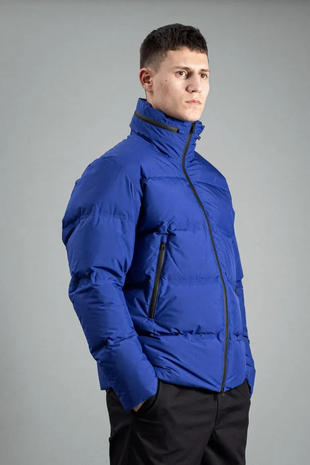 Men Stand Collar Short Down Jacket Pertex Shield Cobalt Blue Norse Projects Outerwear