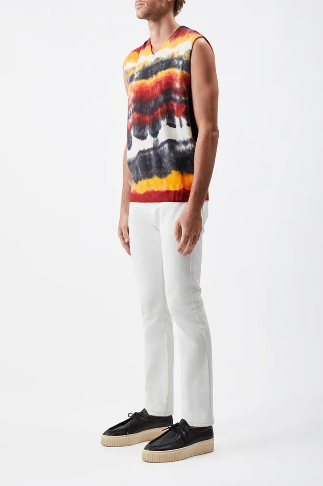 Men Tops Gabriela Hearst Fielding Knit Vest In Fire Tie Dye Cashmere