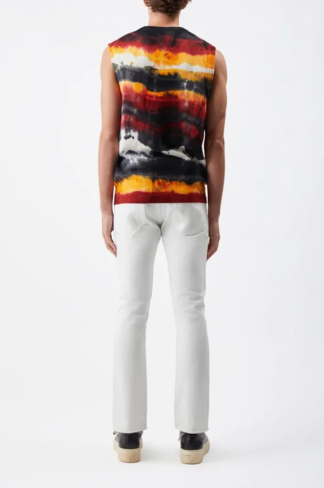 Men Tops Gabriela Hearst Fielding Knit Vest In Fire Tie Dye Cashmere