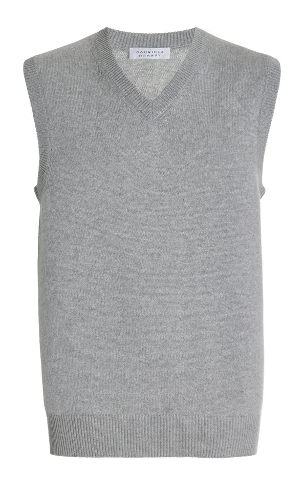Men Tops Gabriela Hearst Fielding Knit Vest In Heather Grey Cashmere