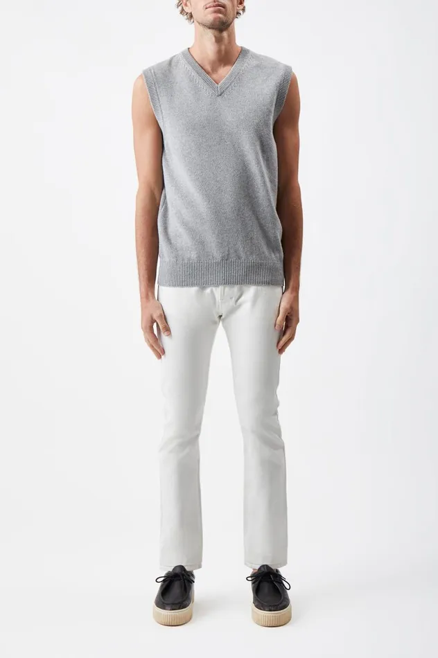 Men Tops Gabriela Hearst Fielding Knit Vest In Heather Grey Cashmere