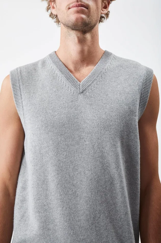Men Tops Gabriela Hearst Fielding Knit Vest In Heather Grey Cashmere