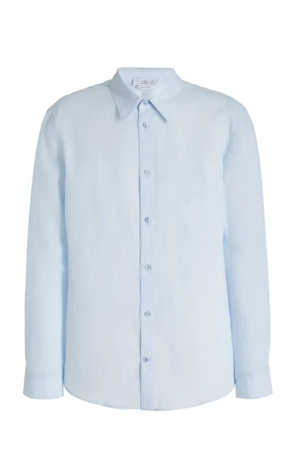 Men Tops Gabriela Hearst Quevedo Shirt In Light Blue Linen