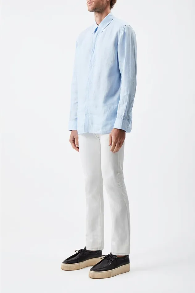 Men Tops Gabriela Hearst Quevedo Shirt In Light Blue Linen