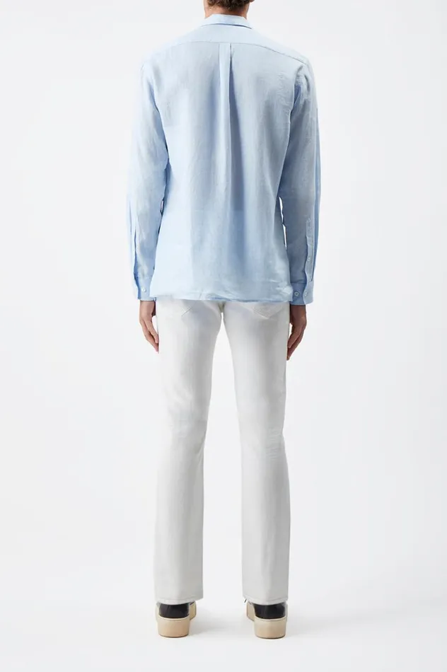 Men Tops Gabriela Hearst Quevedo Shirt In Light Blue Linen