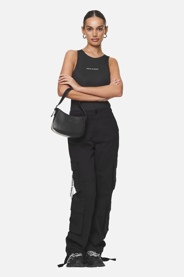 MenWomen Pegador Bags Mona Logo Faux Leather Handbag Black MenWomen Pegador Bags Mona Logo Faux Leather Handbag Black