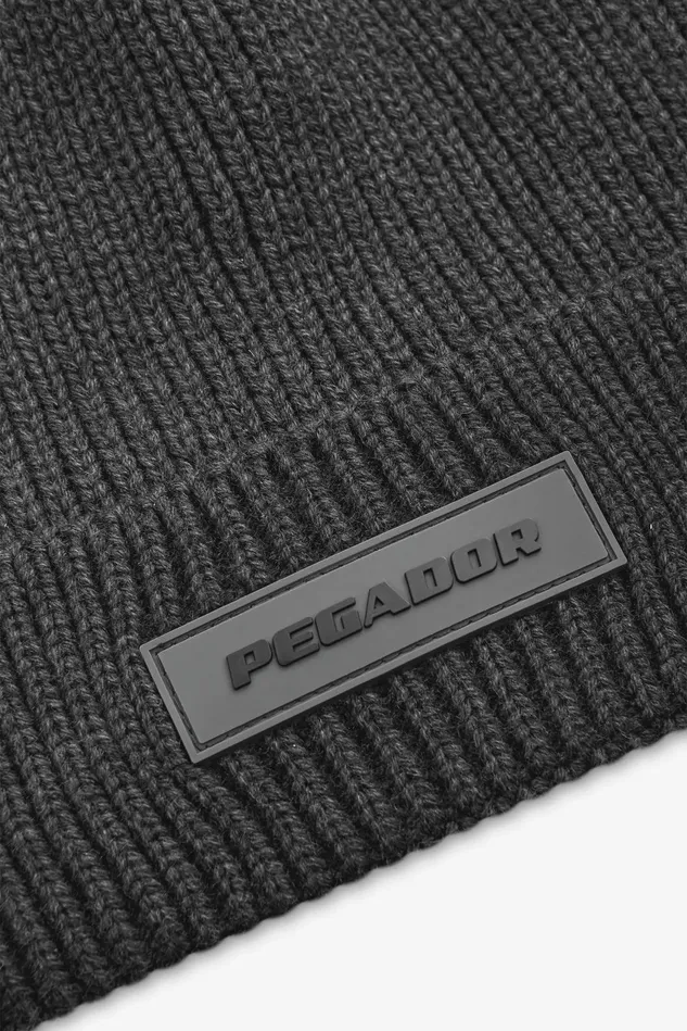 MenWomen Pegador Beanies Logo Rubber Beanie Heavy Knit Anthracite Black MenWomen Pegador Beanies Logo Rubber Beanie Heavy Knit Anthracite Black