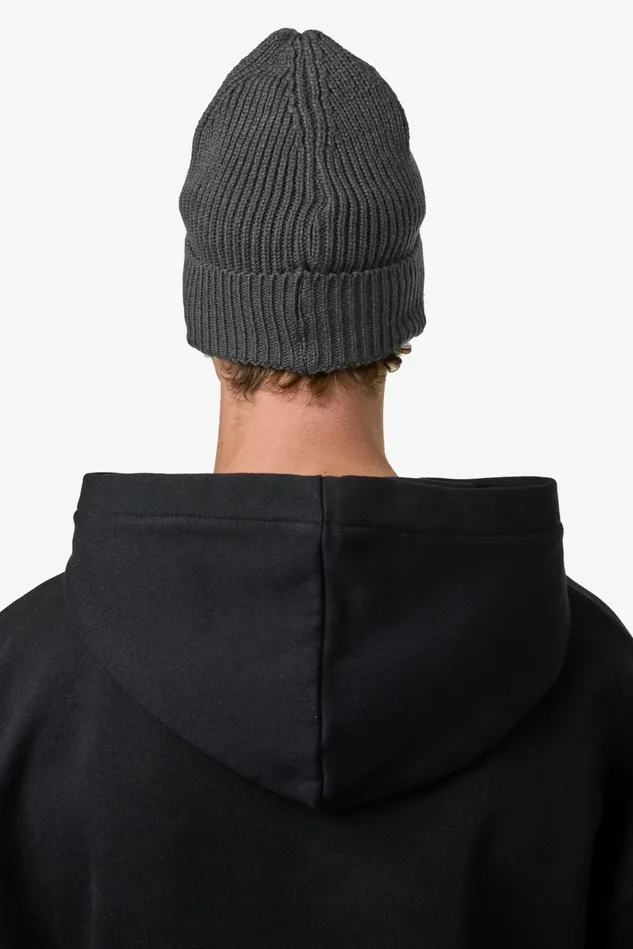MenWomen Pegador Beanies Logo Rubber Beanie Heavy Knit Anthracite Black MenWomen Pegador Beanies Logo Rubber Beanie Heavy Knit Anthracite Black