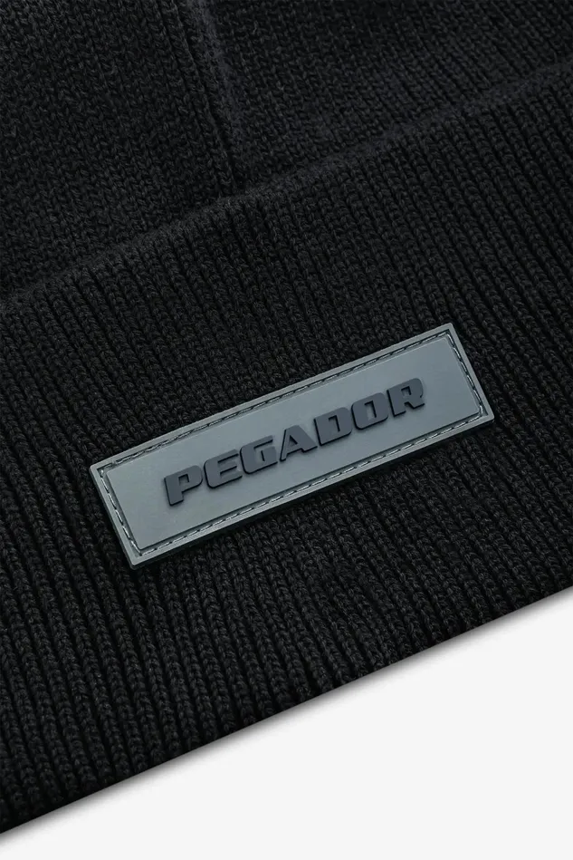 MenWomen Pegador Beanies Ranyo Logo Rubber Beanie Black Black MenWomen Pegador Beanies Ranyo Logo Rubber Beanie Black Black
