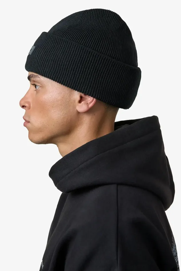 MenWomen Pegador Beanies Ranyo Logo Rubber Beanie Black Black MenWomen Pegador Beanies Ranyo Logo Rubber Beanie Black Black