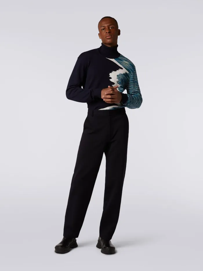 Men Wool Blend Chevron Trousers Multicoloured Missoni Trousers Men Wool Blend Chevron Trousers Multicoloured Missoni Trousers