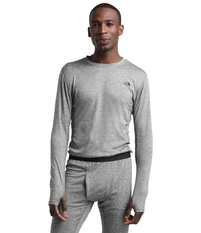 Mens The North Face Baselayers Warm Poly Crew Tnf Medium Grey Heather