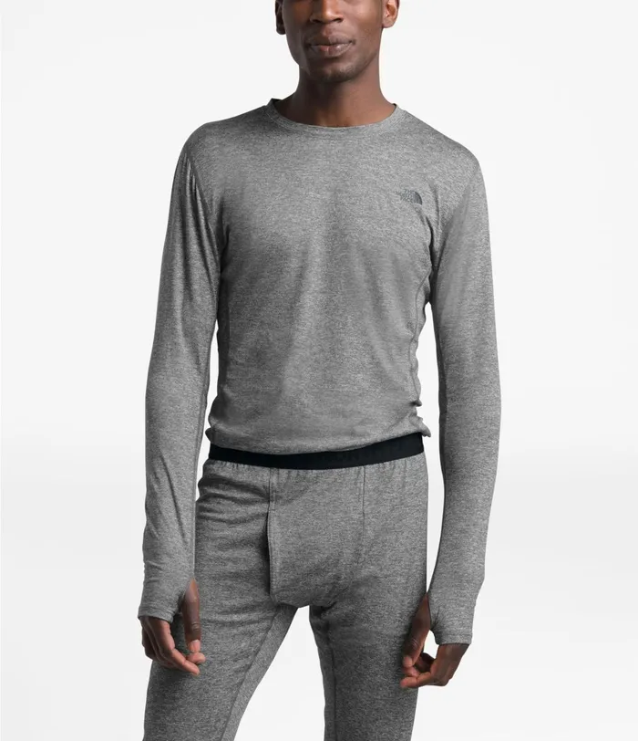 Mens The North Face Baselayers Warm Poly Crew Tnf Medium Grey Heather