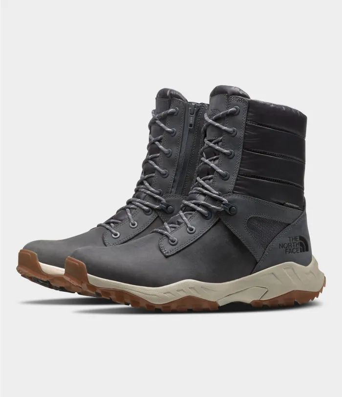 Mens The North Face Winter Boots ThermoBall Boot ZipUp Asphalt Greyvintage White