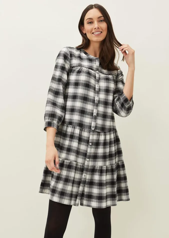 Meriah Check Swing Dress Blackivory Women Phase Eight Dresses