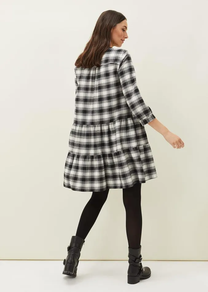 Meriah Check Swing Dress Blackivory Women Phase Eight Dresses