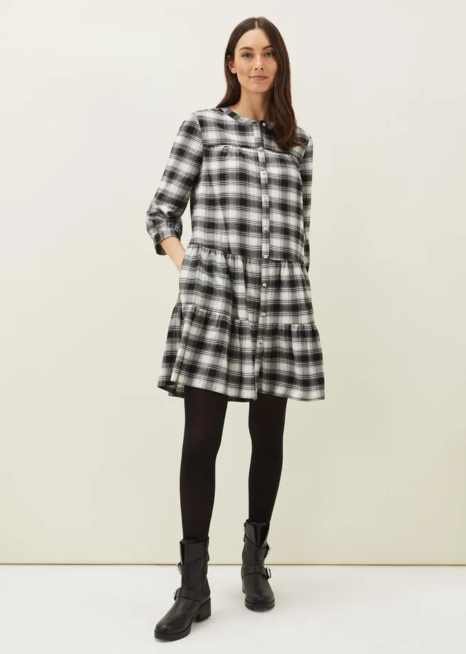 Meriah Check Swing Dress Blackivory Women Phase Eight Dresses