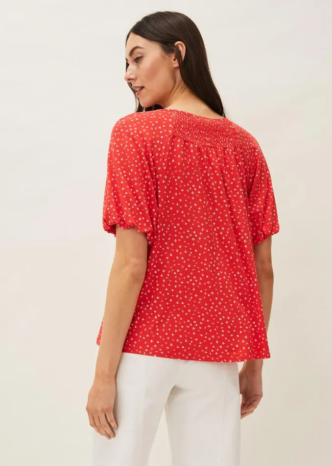 Mia Ditsy Print Top Red Women Phase Eight Tops and TShirts