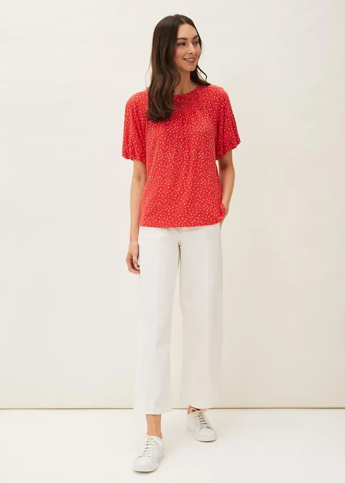 Mia Ditsy Print Top Red Women Phase Eight Tops and TShirts
