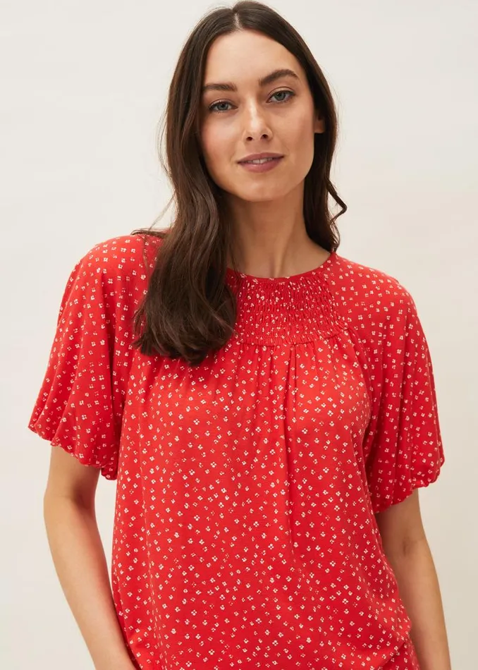 Mia Ditsy Print Top Red Women Phase Eight Tops and TShirts