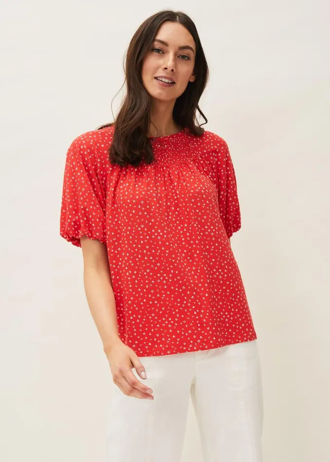 Mia Ditsy Print Top Red Women Phase Eight Tops and TShirts