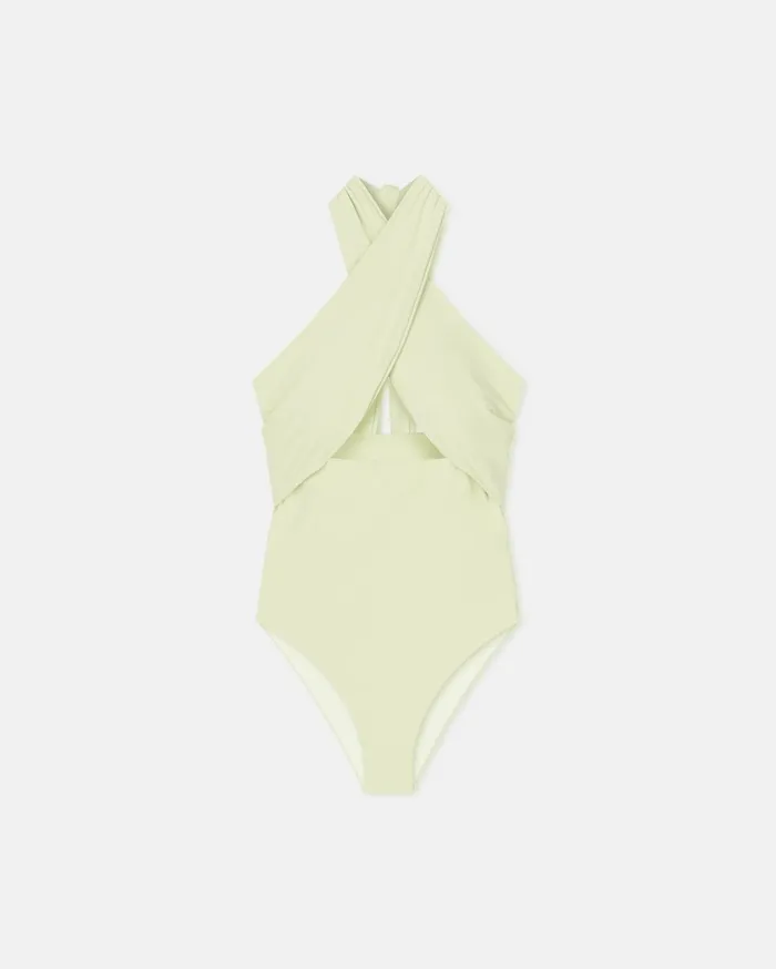 Milana Crossover Halterneck Swimsuit Shadow Lime Women Nanushka Swimwear