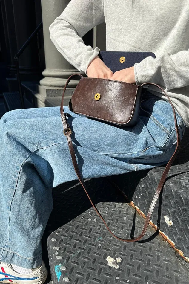 Mini Shoulder Bag Brown Women Brandy Melville Bags and Backpacks