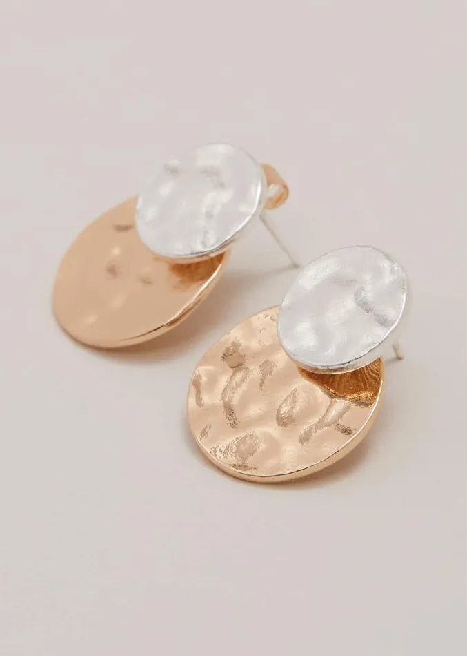 Mixed Metal Disc Earring Multicoloured Women Phase Eight Jewellery