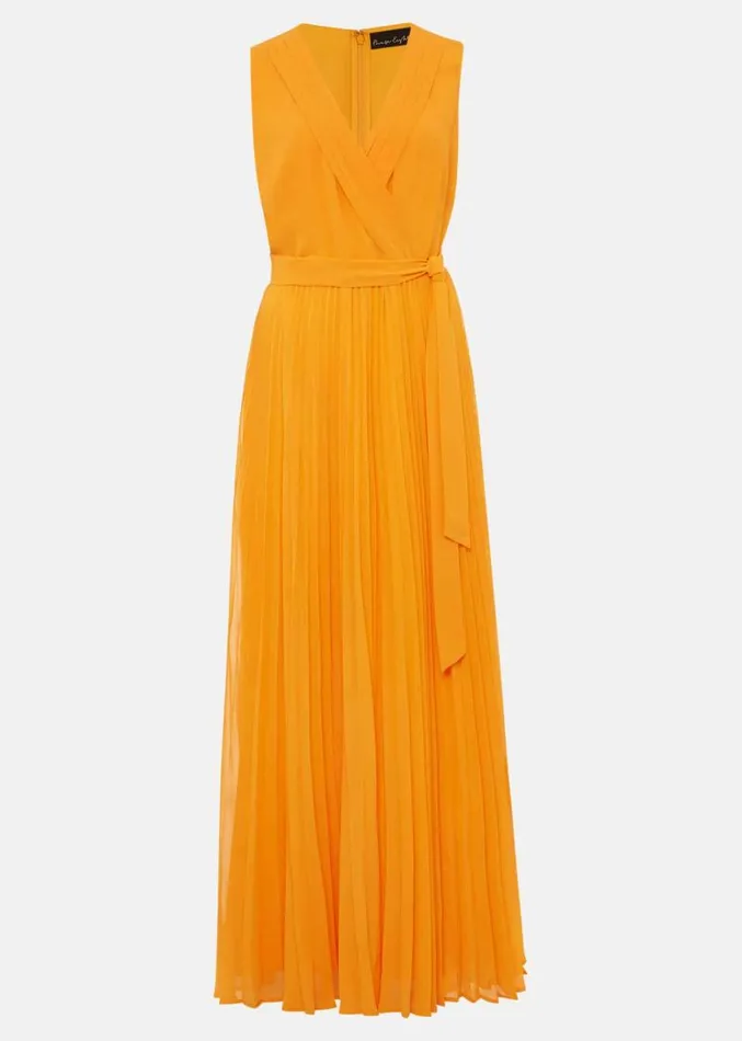 Mollie Pleat Maxi Dress Bright Orange Women Phase Eight Dresses