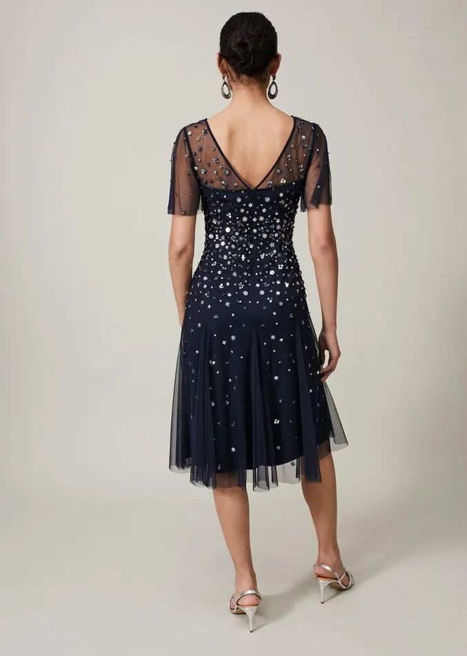 Molly Sequin Midi Dress Navysilver Women Phase Eight Dresses