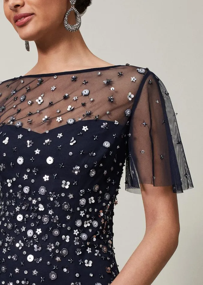 Molly Sequin Midi Dress Navysilver Women Phase Eight Dresses