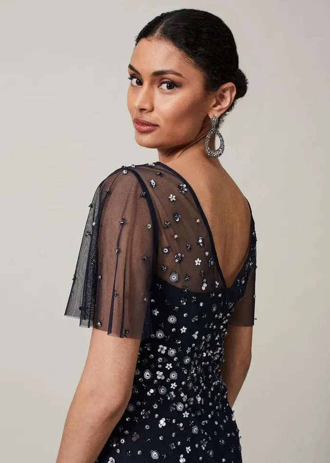 Molly Sequin Midi Dress Navysilver Women Phase Eight Dresses