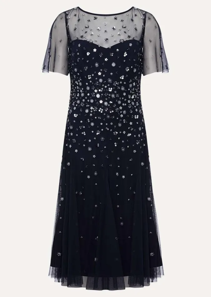 Molly Sequin Midi Dress Navysilver Women Phase Eight Dresses